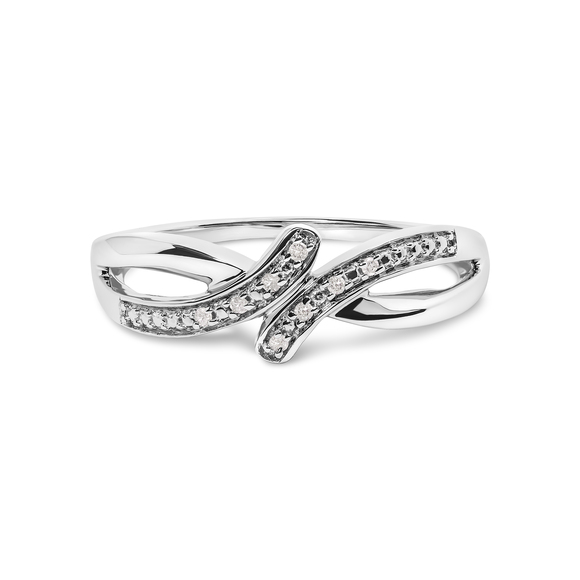 925 Sterling Silver Diamond Accent Bypass and Split Shank Band Ring (I-J